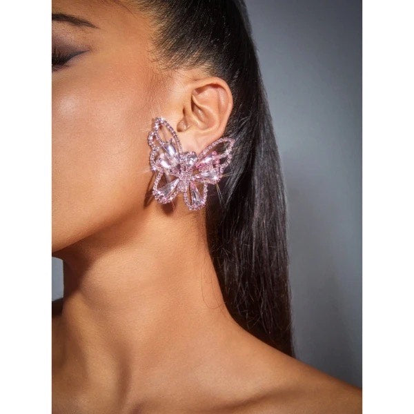 Shiny Crystal Butterfly Earrings